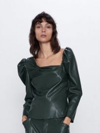 FAUX LEATHER ASYMMETRIC TOP at Zara